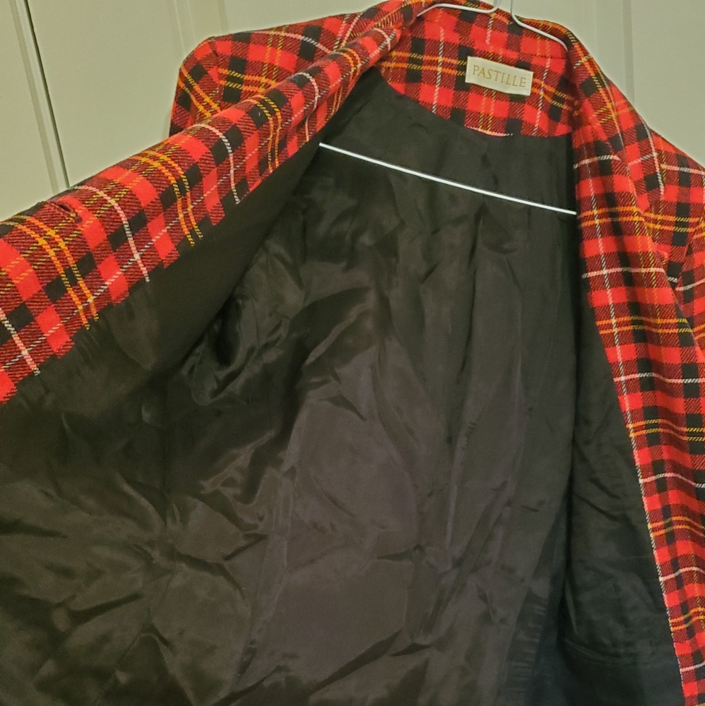 Vintage Pastille Red Plaid Wool Coat